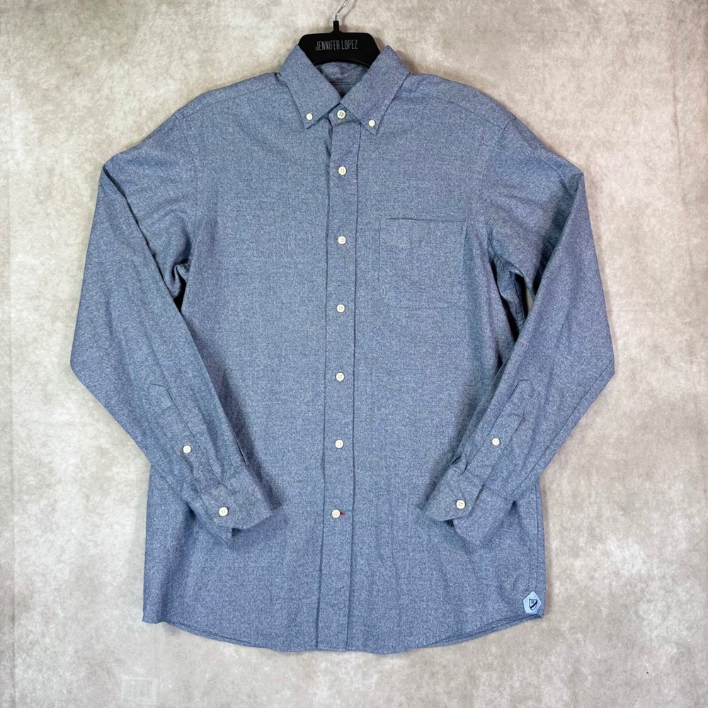 Cremieux Button Down Men Small Blue Heathered Classics Long Sleeve Cotton Shirt